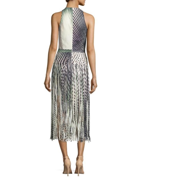 Designer Tamara Mellon Boho Style Leather Fringe Midi Dress 0 - Picture 2 of 12